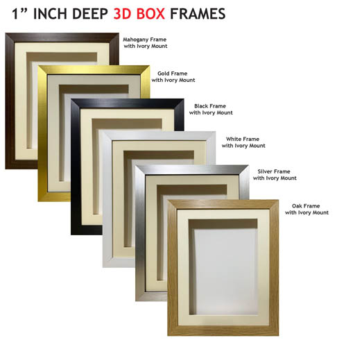 1 inch Deep Shadow 3D Box Picture Frame - Ivory Mount